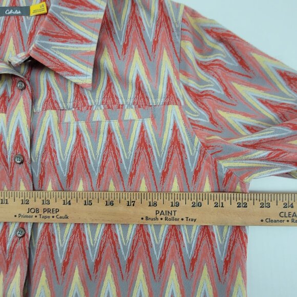 Cabela's Flannel Shirt Women's L Multicolor Chevron Long Sleeve Button Pockets - Picture 8 of 16